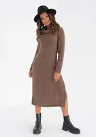 Adriana - midi knitted brown dress