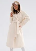 Amelie - vanillic boucle coat with a hood