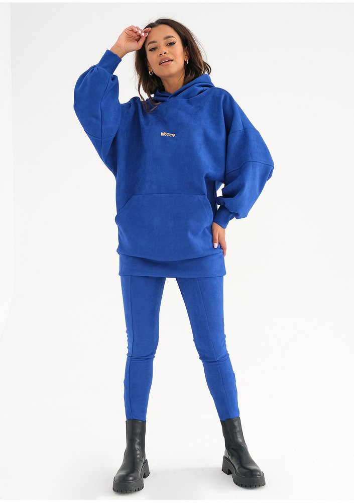 Bluza oversize z imitacji zamszu Kobaltowa
