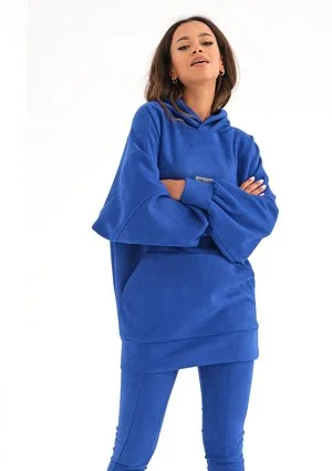 Bluza oversize z imitacji zamszu Kobaltowa