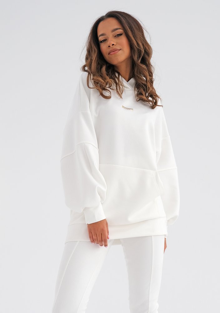 Oversize ecrue suede hoodie