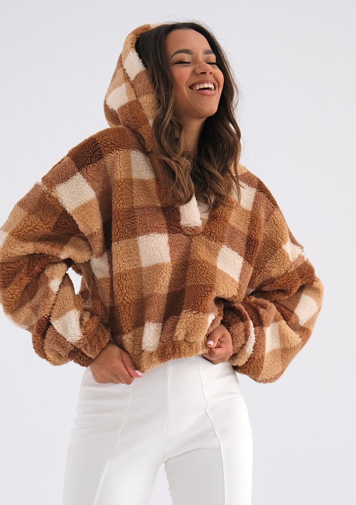 Bluza futerkowa w kratkę Brown