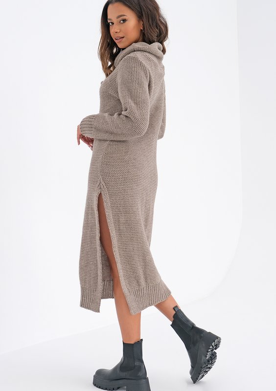 Midi knitted latte dress