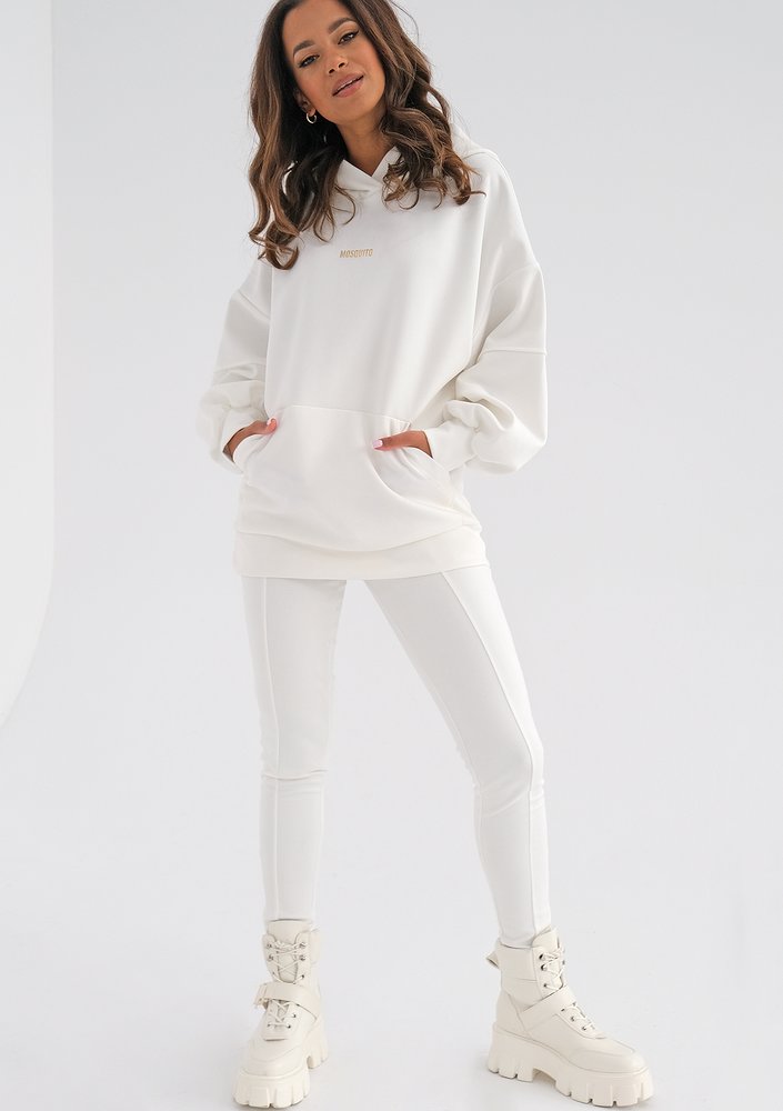 Oversize ecrue suede hoodie