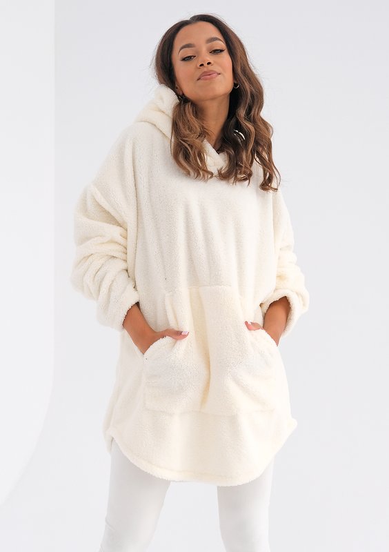 Oversize ecrue boucle hoodie