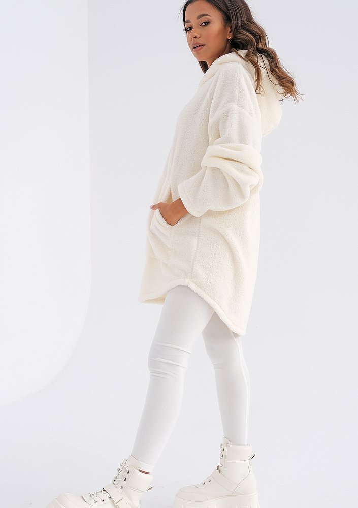 Oversize ecrue boucle hoodie