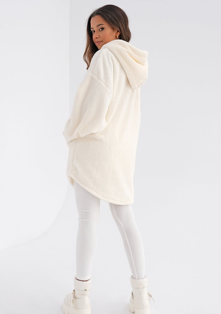 Oversize ecrue boucle hoodie