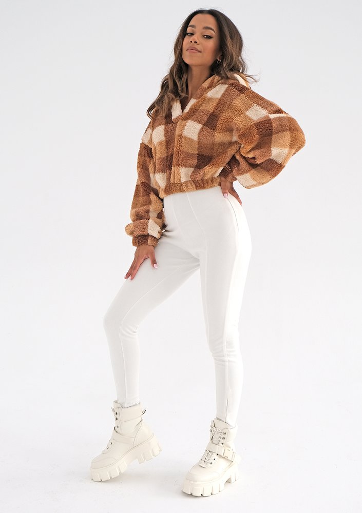 Bluza futerkowa w kratkę Brown