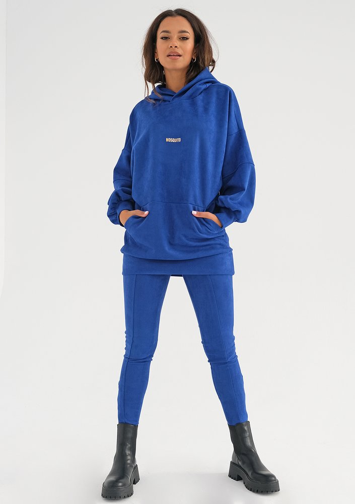 Bluza oversize z imitacji zamszu Kobaltowa