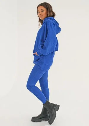 Oversize cobalt blue suede hoodie