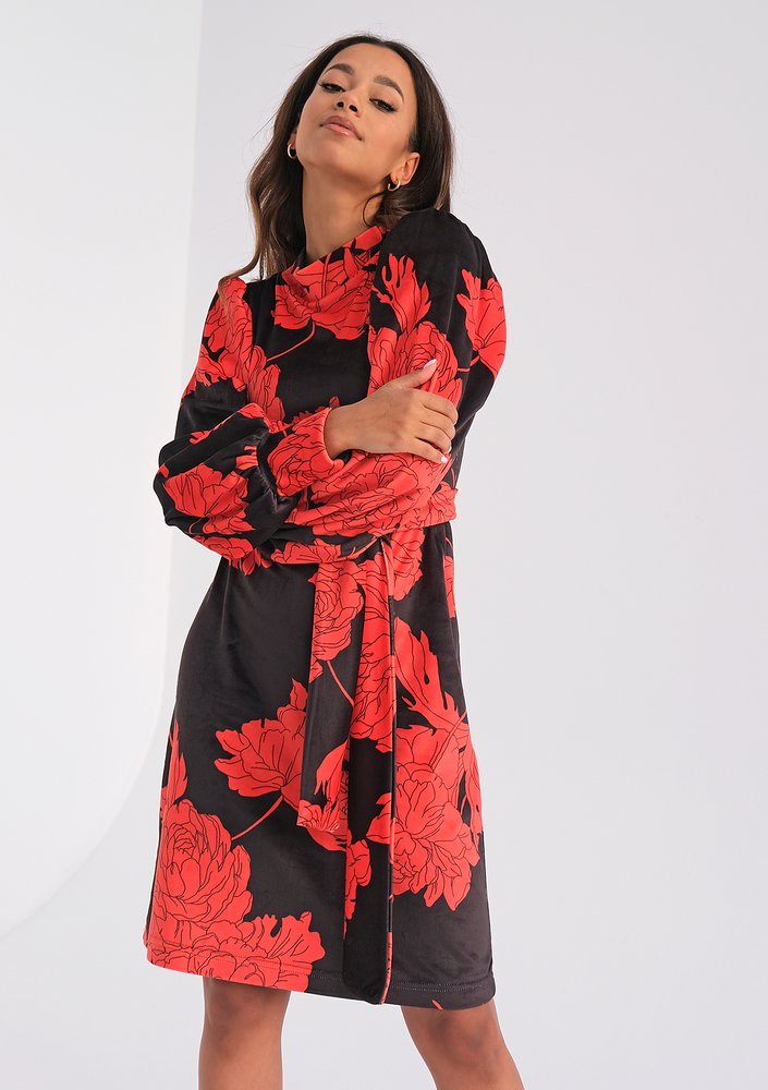 Sophie - sukienka velvet Red Flowers