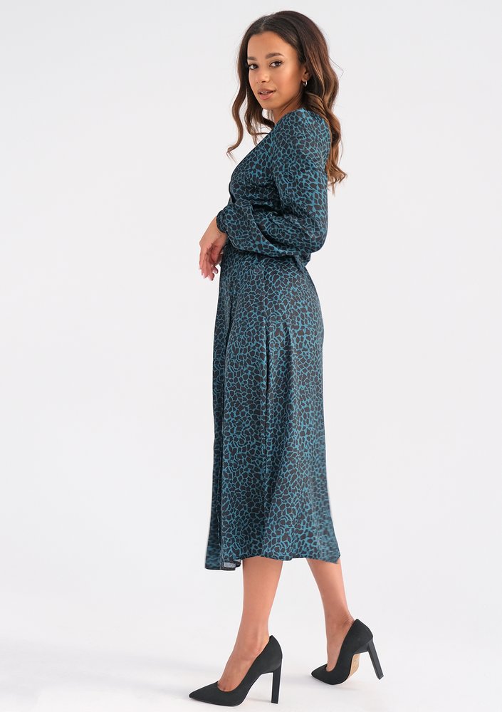 Alicia - blue spotted midi wrap dress