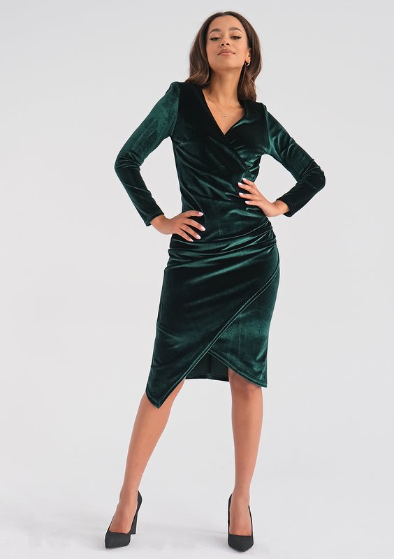 Elena - sukienka midi velvet Zielona
