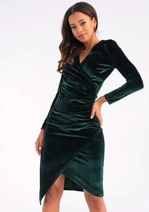 Elena - fitted green velvet dress
