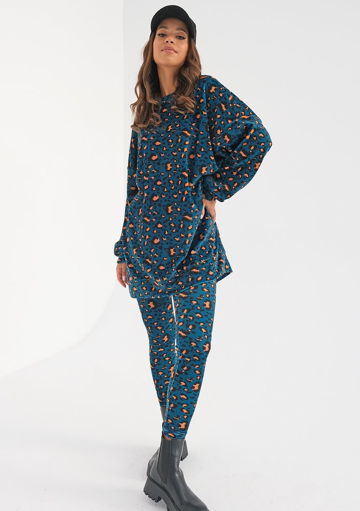 Snug - blue spotted velvet leggings