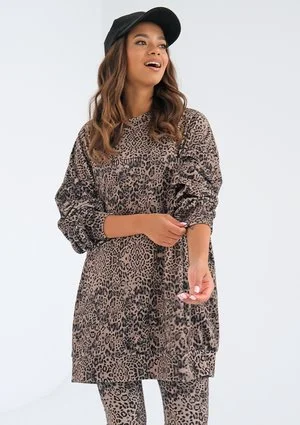 Snug - long beige spotted velvet sweatshirt