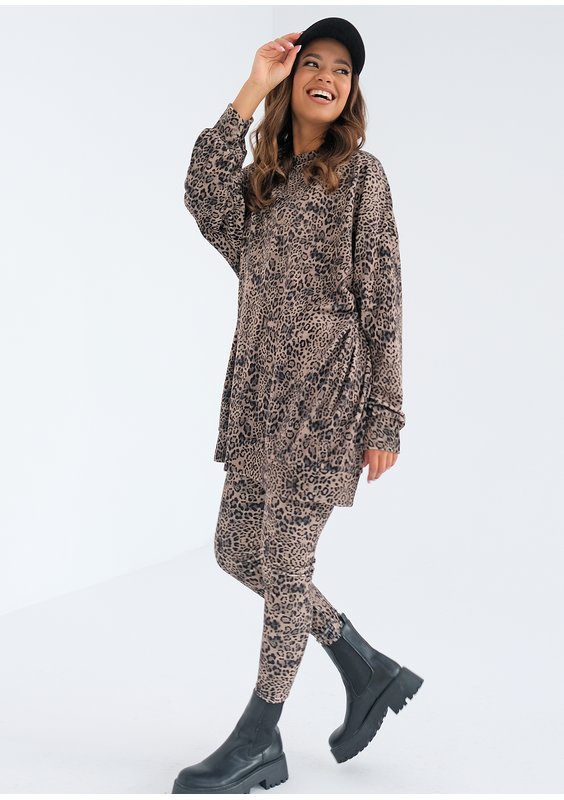 Palermo - Legginsy velvet Beige Leopard