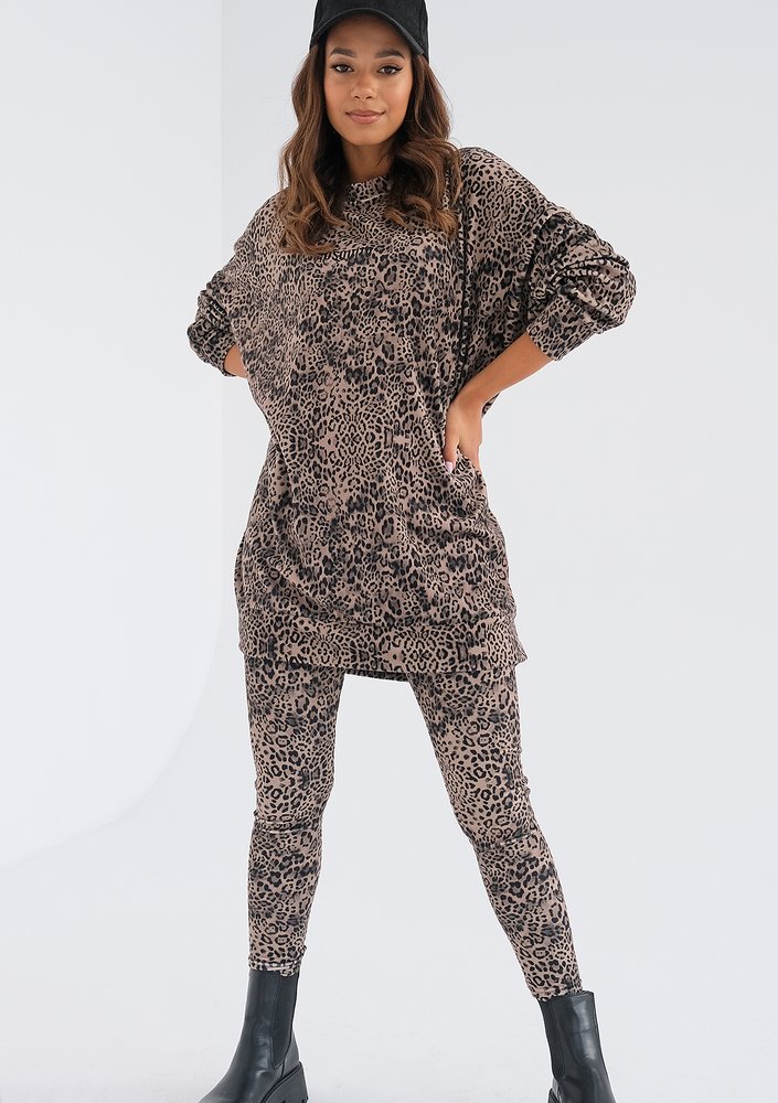 Palermo - Legginsy velvet Beige Leopard