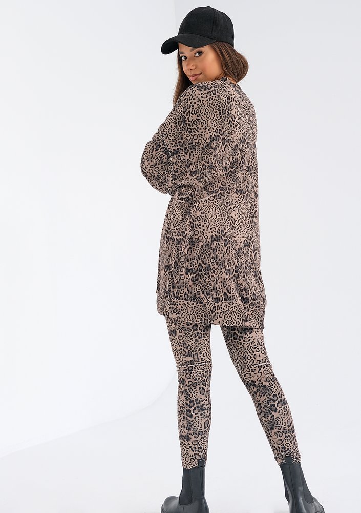 Palermo - Legginsy velvet Beige Leopard