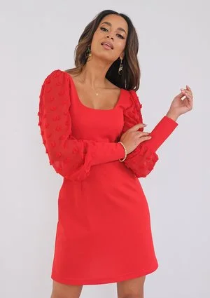 Nadine - mini red dress with chiffon sleeves