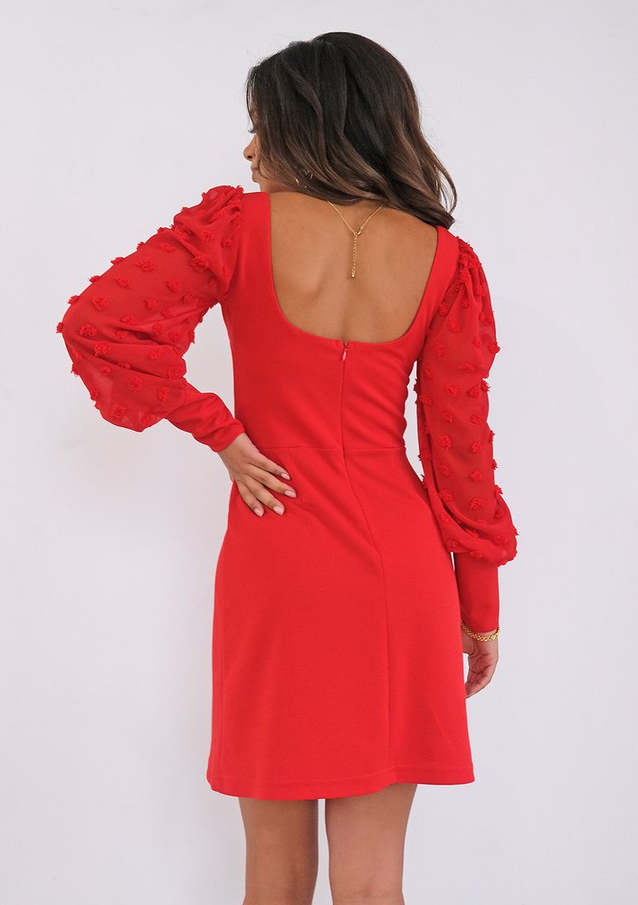 Nadine - mini red dress with chiffon sleeves