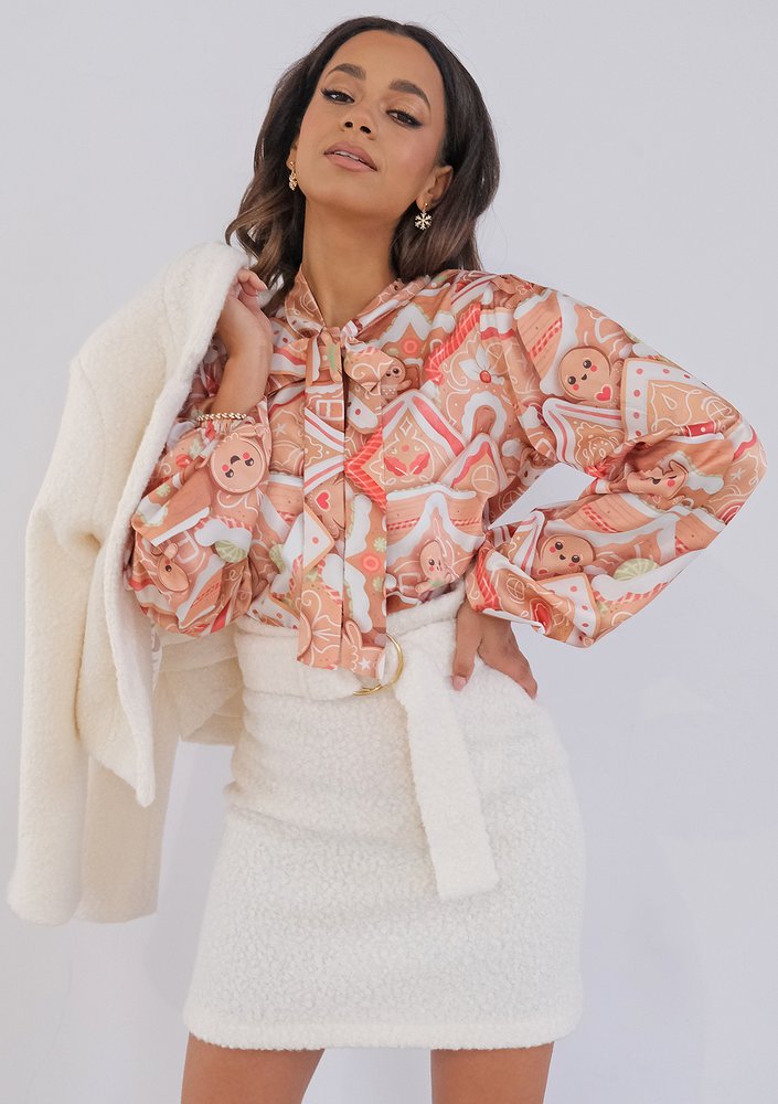 Lulu - ecrue christmas printed shirt