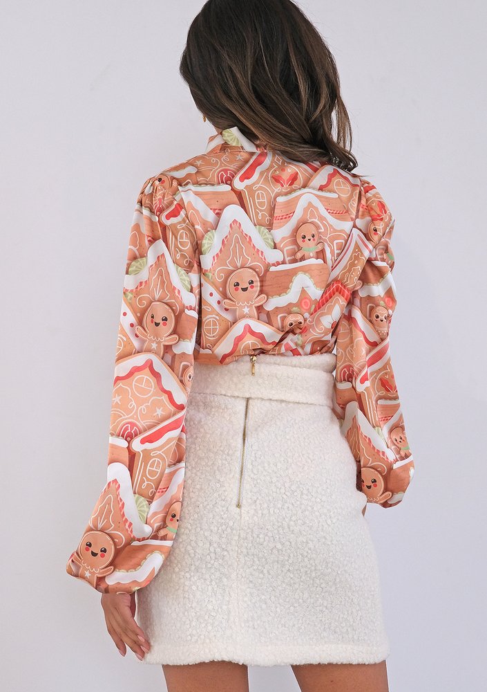 Lulu - ecrue christmas printed shirt