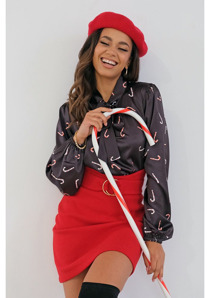 Lulu - koszula świąteczny print Czarna