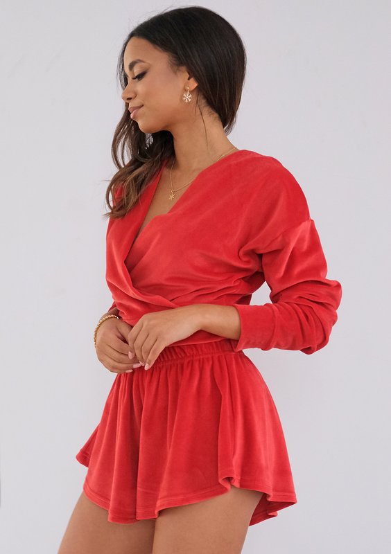 Cozy - red velvet pyjamas set