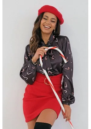 Lili - red fleece mini skirt