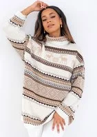 Vinter - Loose turtleneck winter printed sweater