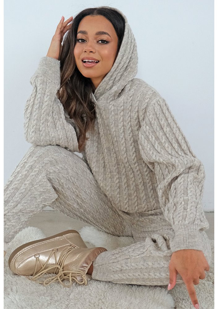 Espen - Beige knitted hoodie