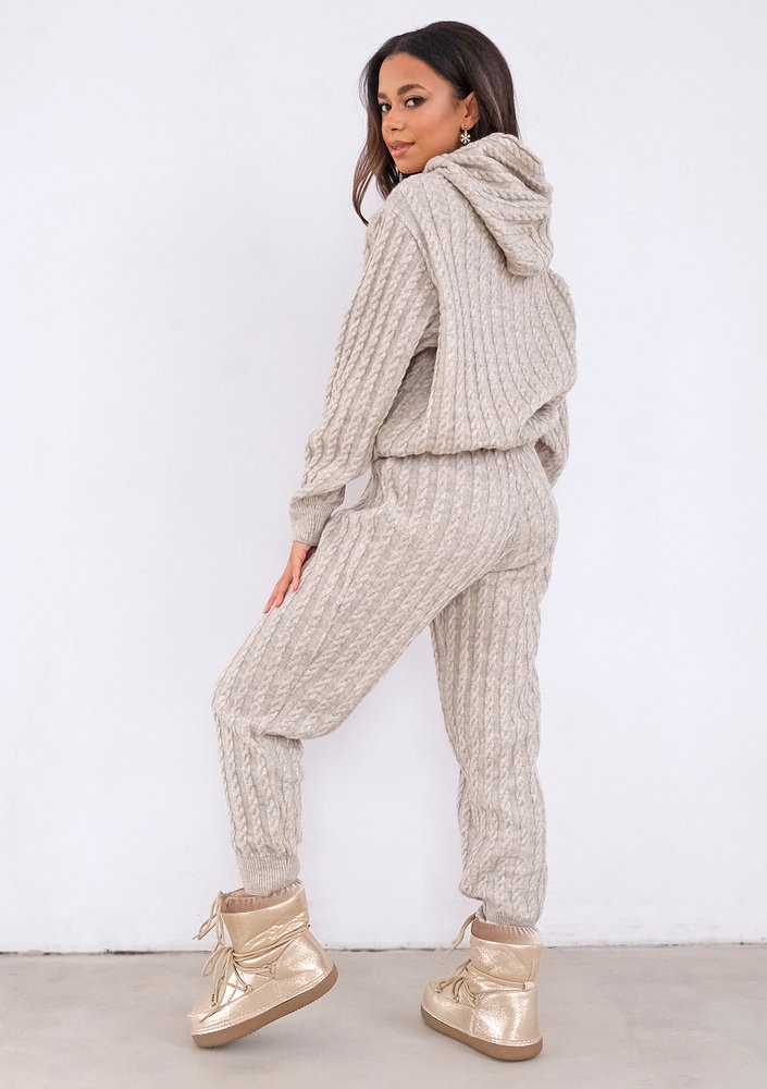 Espen - Beige knitted hoodie