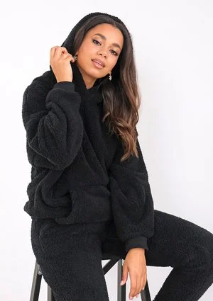 Fuzzy - black boucle hoodie