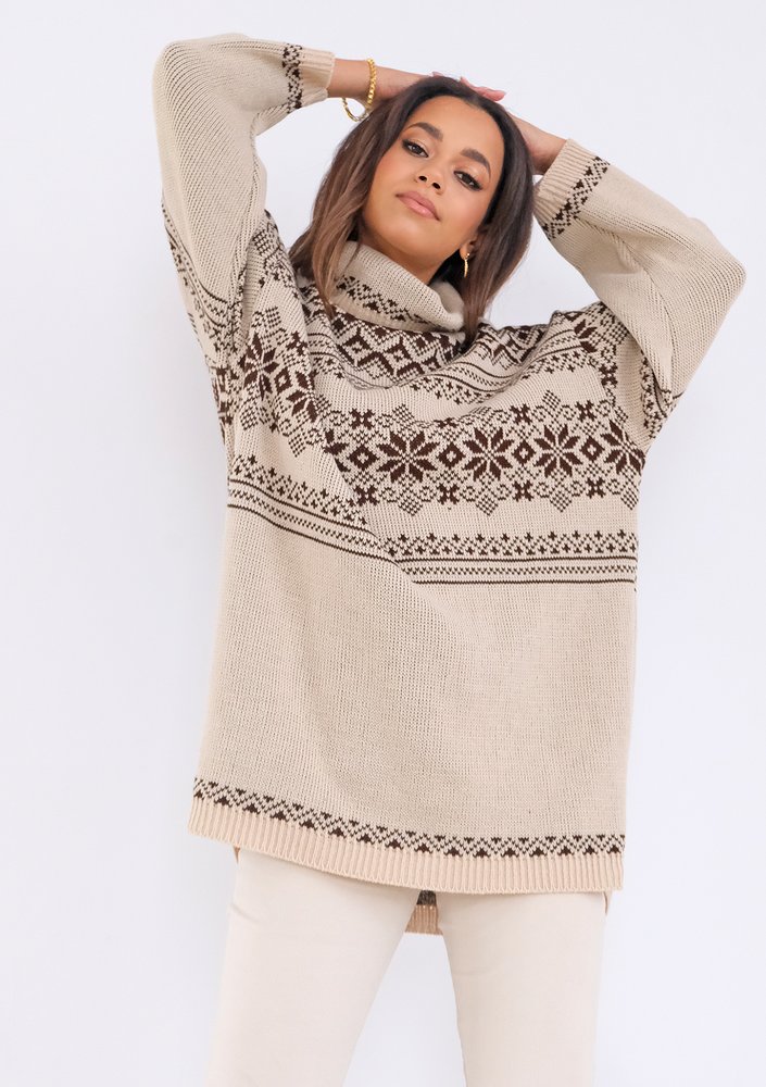 Vinter - loose turtleneck winter printed sweater