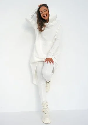 Sway - black oversize hoodie with a midi ecru