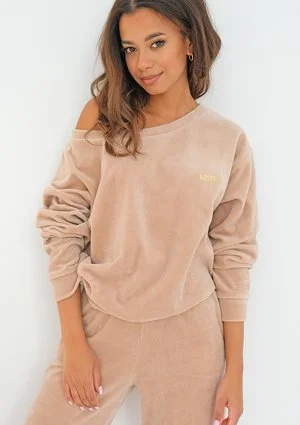 Tribeca - warm taupe velvet sweatshirt