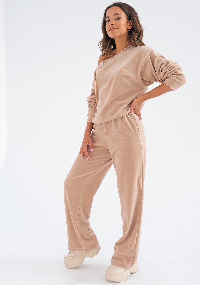 Dune - warm taupe velvet sweatpants