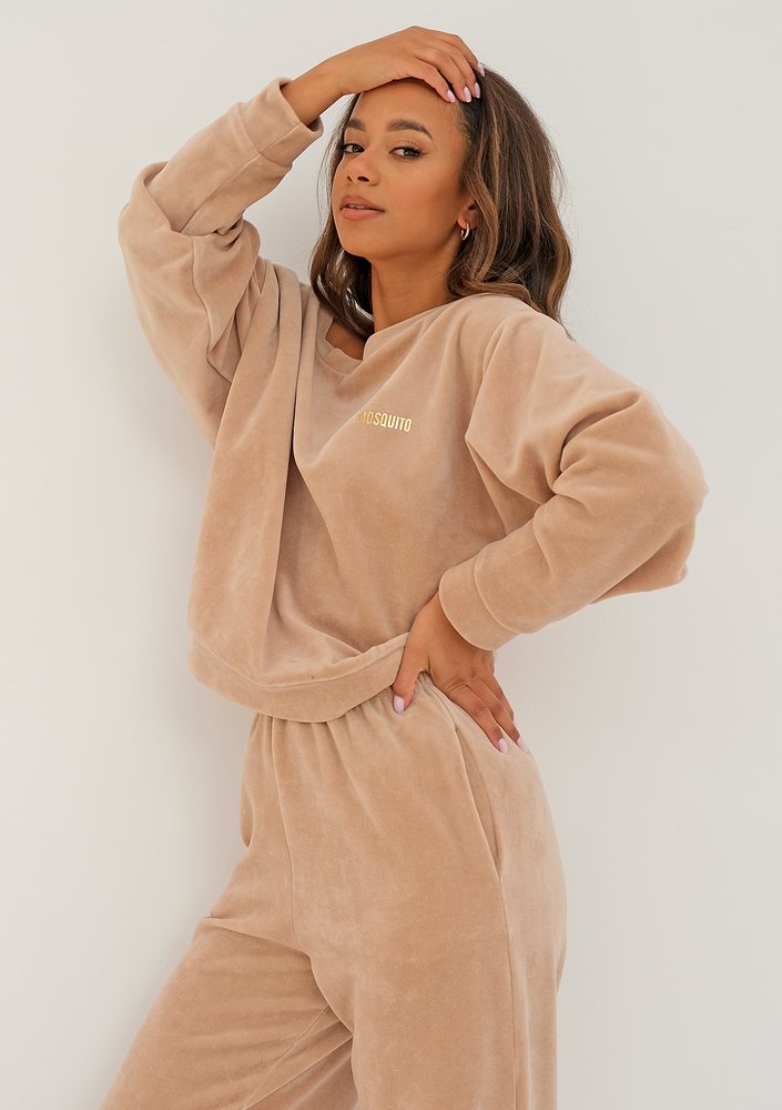 Dune - warm taupe velvet sweatpants