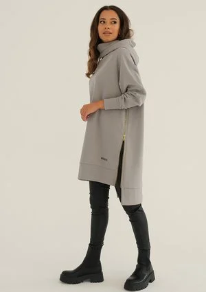 Zipper - Bluza asymetryczna midi Szara