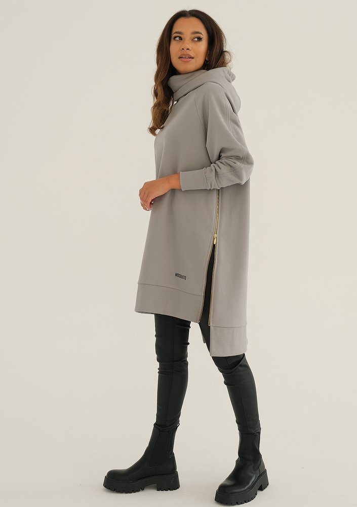 Zipper - Bluza asymetryczna midi Szara
