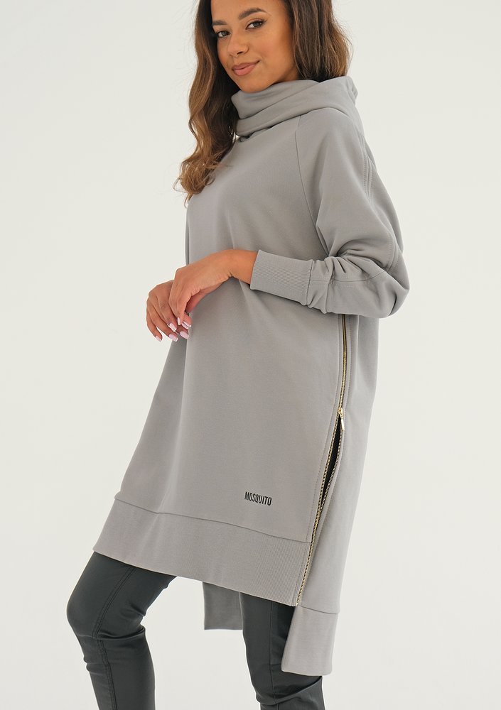 Zipper - Bluza asymetryczna midi Szara