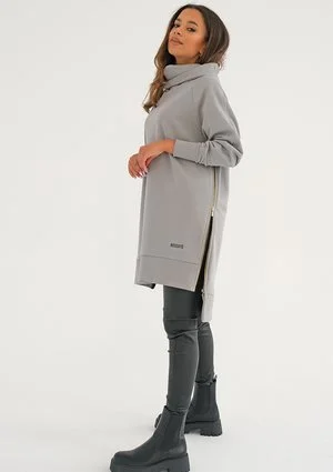 Zipper - Bluza asymetryczna midi Szara