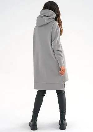 Zipper - Bluza asymetryczna midi Szara