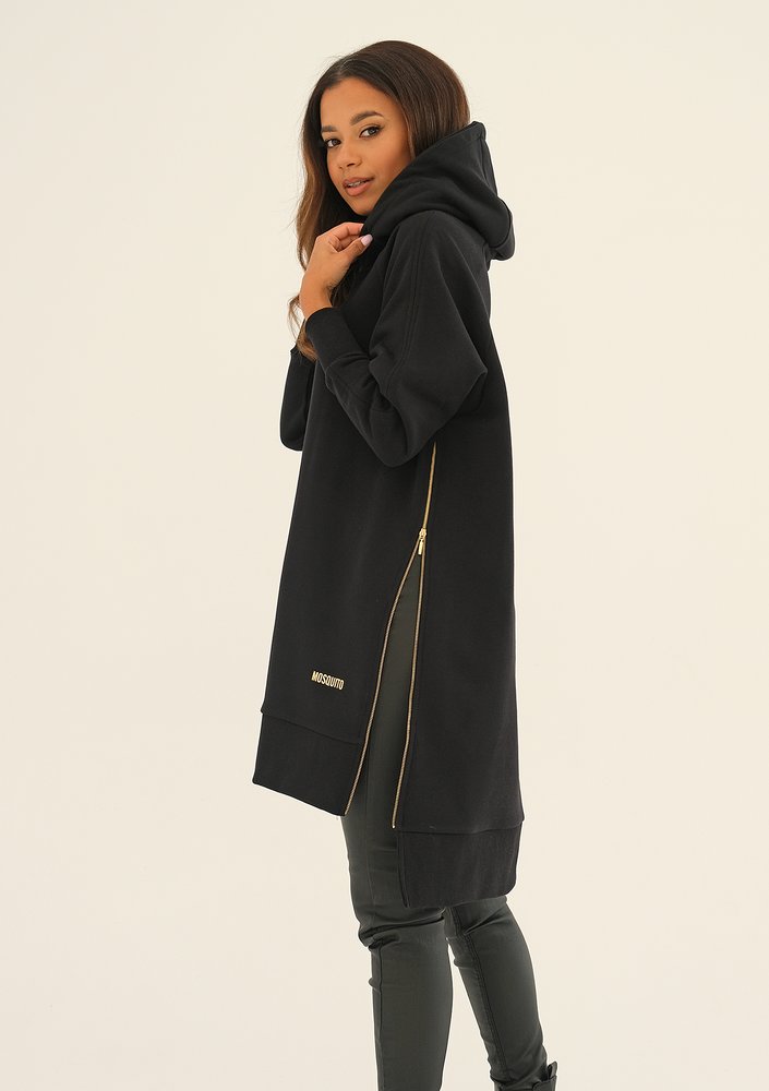 Zipper - Bluza asymetryczna midi Czarna