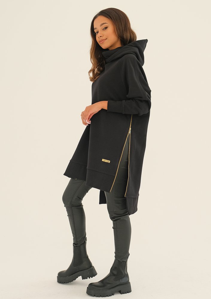 Zipper - Bluza asymetryczna midi Czarna