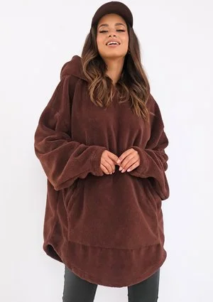 Fluffy - oversize ecrue boucle hoodie