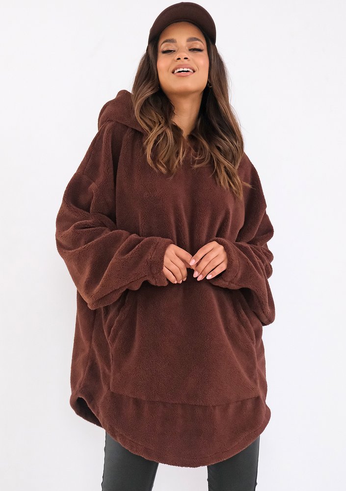 Fluffy - Bluza futerkowa oversize Brown