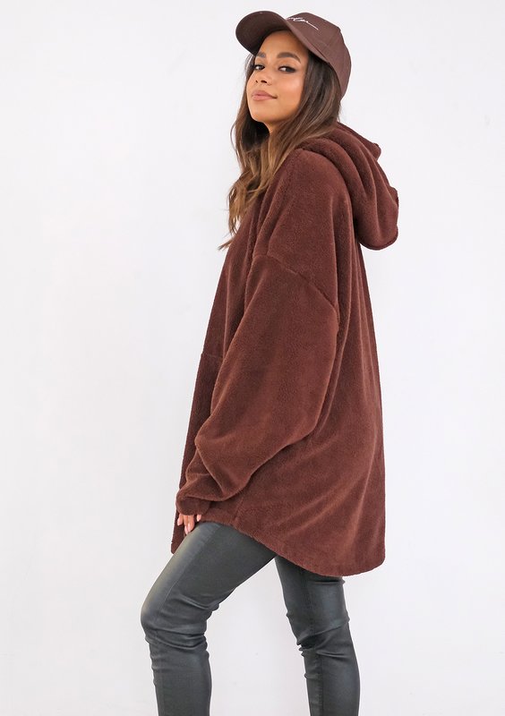 Fluffy - Bluza futerkowa oversize Brown