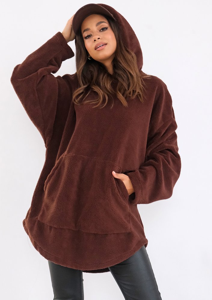 Fluffy - Bluza futerkowa oversize Brown